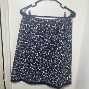 Boden Navy Blue Floral Skirt Women’s Size 10 Classic A-Line Summer Skirt